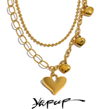 Stainless Steel Heart Chain Double Layer Necklace