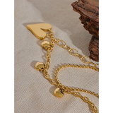Stainless Steel Heart Chain Double Layer Necklace