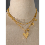 Stainless Steel Heart Chain Double Layer Necklace