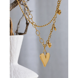 Stainless Steel Heart Chain Double Layer Necklace