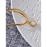 Natural Shell Round Pendant Necklace Stainless Steel Chain Temperament Jewelry