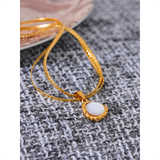 Natural Shell Round Pendant Necklace Stainless Steel Chain Temperament Jewelry