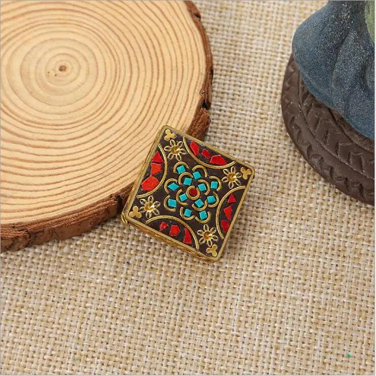 Vintage Golden Beads Charms Pendant Nepalese Polymer Clay Brass DIY Jewelry