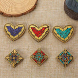 Vintage Golden Beads Charms Pendant Nepalese Polymer Clay Brass DIY Jewelry