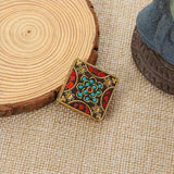 Vintage Golden Beads Charms Pendant Nepalese Polymer Clay Brass DIY Jewelry