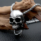 Vintage Gothic Skull Pendant Necklace Punk Stainless Steel Skull Necklace