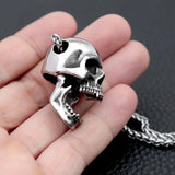 Vintage Gothic Skull Pendant Necklace Punk Stainless Steel Skull Necklace