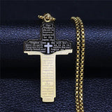 Stainless Steel Big Bible Cross Pendant Chain Necklace For Men