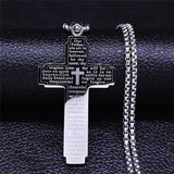 Stainless Steel Big Bible Cross Pendant Chain Necklace For Men