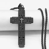 Stainless Steel Big Bible Cross Pendant Chain Necklace For Men