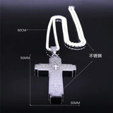 Stainless Steel Big Bible Cross Pendant Chain Necklace For Men
