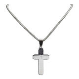 Stainless Steel Big Bible Cross Pendant Chain Necklace For Men
