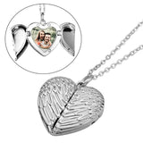Angel Wing Heart Necklace Charm - Hot Transfer Printing Photo Pendant