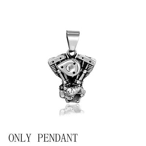 Retro Motorcycle Engine Pendant Necklace Men Stainless Steel