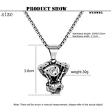 Retro Motorcycle Engine Pendant Necklace Men Stainless Steel