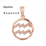 FJ 12 Zodiac Sign Rose Round Constellation Necklace