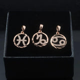FJ 12 Zodiac Sign Rose Round Constellation Necklace