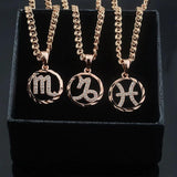 FJ 12 Zodiac Sign Rose Round Constellation Necklace