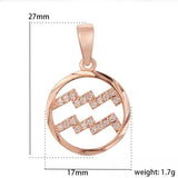 FJ 12 Zodiac Sign Rose Round Constellation Necklace