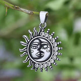 Moon Sun Face Pendant Necklace Engraved Name Stars Couple Gift