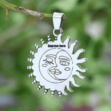 Moon Sun Face Pendant Necklace Engraved Name Stars Couple Gift