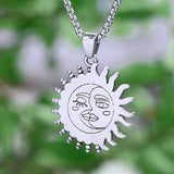 Moon Sun Face Pendant Necklace Engraved Name Stars Couple Gift