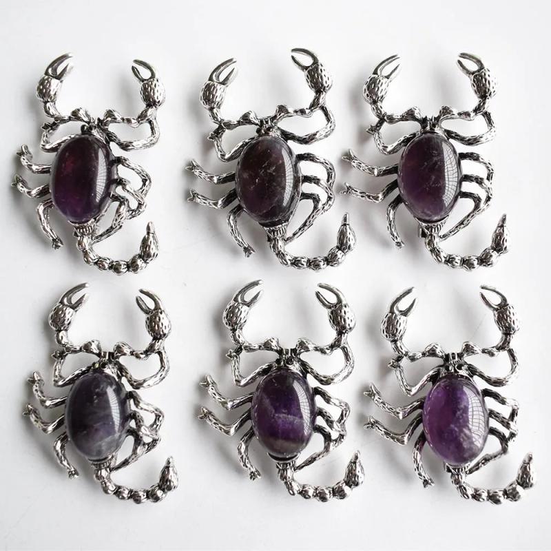 Amethyst Scorpion Pendant Brooch for Jewelry Making 6pcs/lot