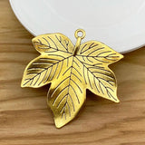 5 Tibetan Silver/Gold Large Maple Leaf Charms for DIY Necklace Making 59x58mm