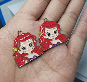 10 Pcs Cartoon Necklace Keychain Enamel Beads Pendants Metal Charms H-302