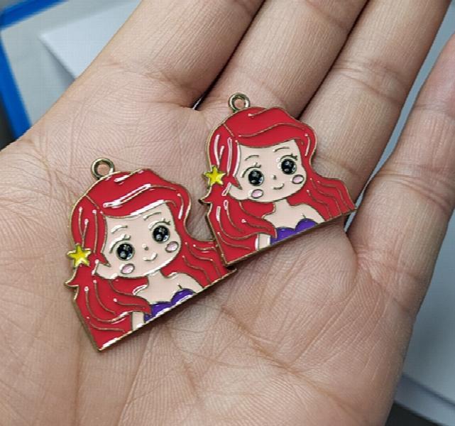10 Pcs Cartoon Necklace Keychain Enamel Beads Pendants Metal Charms H-302