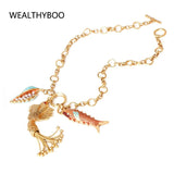 Sea Whale Necklace Pendant Chain Fish Mermaid Tassel Choker