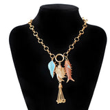 Sea Whale Necklace Pendant Chain Fish Mermaid Tassel Choker