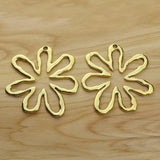 2 Tibetan Silver/Gold Large Flower Charms Pendants for Necklace Making 62x63mm