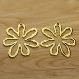 2 Tibetan Silver/Gold Large Flower Charms Pendants for Necklace Making 62x63mm