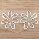 2 Tibetan Silver/Gold Large Flower Charms Pendants for Necklace Making 62x63mm
