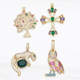 Large Tree of Life Necklace Pendant Copper Zirconia Animal Jewelry Making