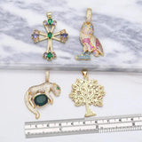 Large Tree of Life Necklace Pendant Copper Zirconia Animal Jewelry Making