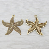 5 Antique Large Starfish Sea Star Charms Pendants for Jewelry Making 49x47mm