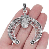 3x Tibetan Silver Large Crescent Moon Double Horn Faux Stone Charms Pendants