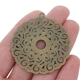 5pcs Green Filigree Flower Circle Charms Pendants for Jewelry Making