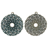 5pcs Green Filigree Flower Circle Charms Pendants for Jewelry Making