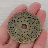 Green Patina Large Flower Spiral Charms for Necklace Jewelry