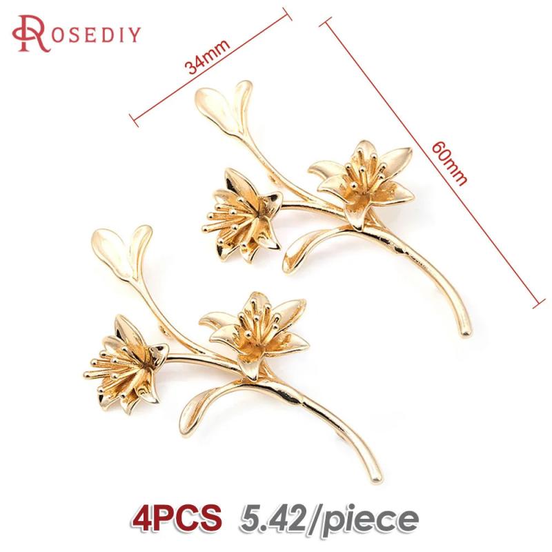 18K Brass Flower Connect Charms Pendants for Jewelry Making