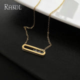 Zircon Pendant Necklaces for Women INS Hollow Oval Sweater Chain