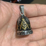 Mens Stainless Steel Masonic Bell Pendant Necklace Jewelry