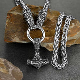 PROSTEEL Mjolnir Wolf Necklace Stainless Steel Viking Jewelry