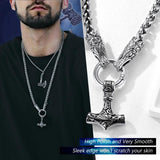 PROSTEEL Mjolnir Wolf Necklace Stainless Steel Viking Jewelry