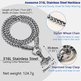 PROSTEEL Mjolnir Wolf Necklace Stainless Steel Viking Jewelry