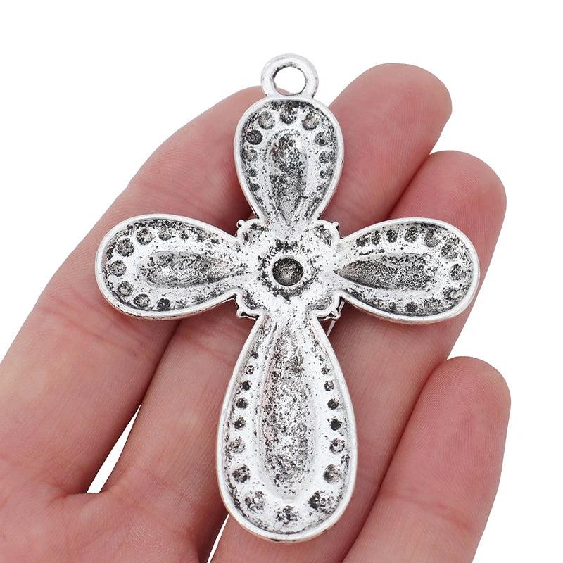5pcs Large Gothic Cross Charms for Necklace Making Findings