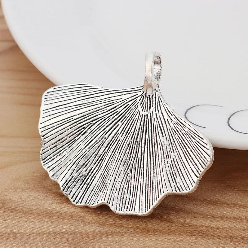 6 Large Ginkgo Biloba Leaf Charms Pendants for Jewelry Making 53x46mm